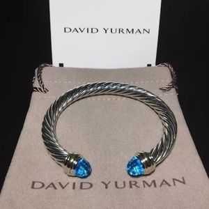 David Yurman Cable Bracelet Blue Topaz 14KGold 7mm